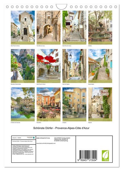 Produktbild: Sch&ouml;nste D&ouml;rfer - Provence-Alpes-C&ocirc;te d'Azur (Wandkalender 2026 DIN A4 hoch), CALVENDO Monatskalender