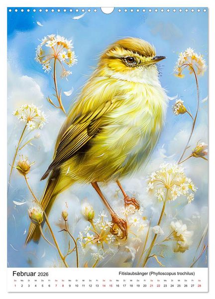 Produktbild: Heimische V&ouml;gel - Singv&ouml;gel zwischen Bl&uuml;ten und Beeren (Wandkalender 2026 DIN A3 hoch), CALVENDO Monatskalender