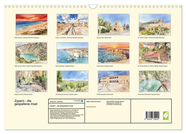 Produktbild: Zypern - die gespaltene Insel (Wandkalender 2027 DIN A3 quer), CALVENDO Monatskalender