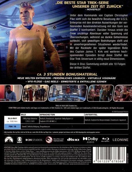 Produktbild: Star Trek: Strange New Worlds - Staffel 3 [4 BRs]