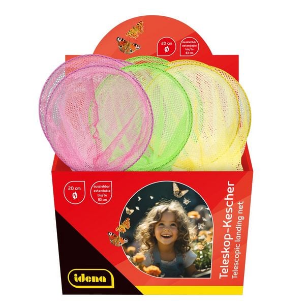 Produktbild: Idena Kescher Teleskop gelb pink hellgr&uuml;n &Oslash;20x83cm 3fach sortiert