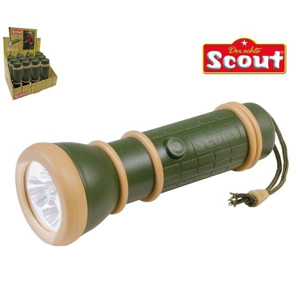 Happy People Scout Taschenlampe 3 LED gummiert grün/beige Ø3,5cm