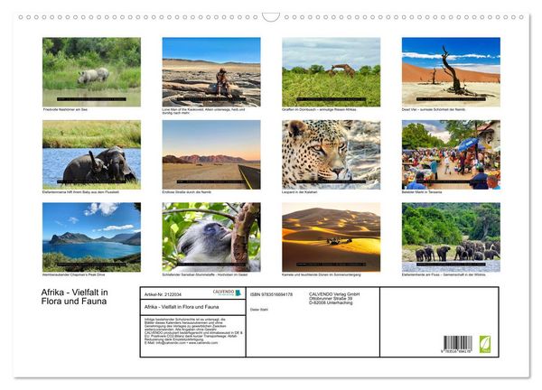 Produktbild: Afrika - Vielfalt in Flora und Fauna (Wandkalender 2026 DIN A2 quer), CALVENDO Monatskalender
