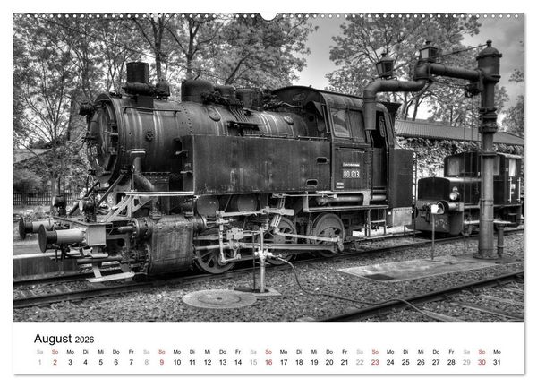 Produktbild: Unter Dampf - Eisenbahnromantik in schwarz-wei&szlig; (hochwertiger Premium Wandkalender 2026 DIN A2 quer), Kunstdruck in Hochglanz