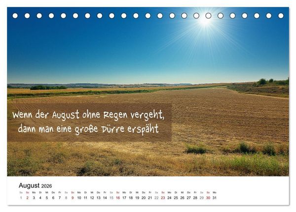 Produktbild: Bauernregeln Kalender - Rhythmus der Jahreszeiten (Tischkalender 2026 DIN A5 quer), CALVENDO Monatskalender