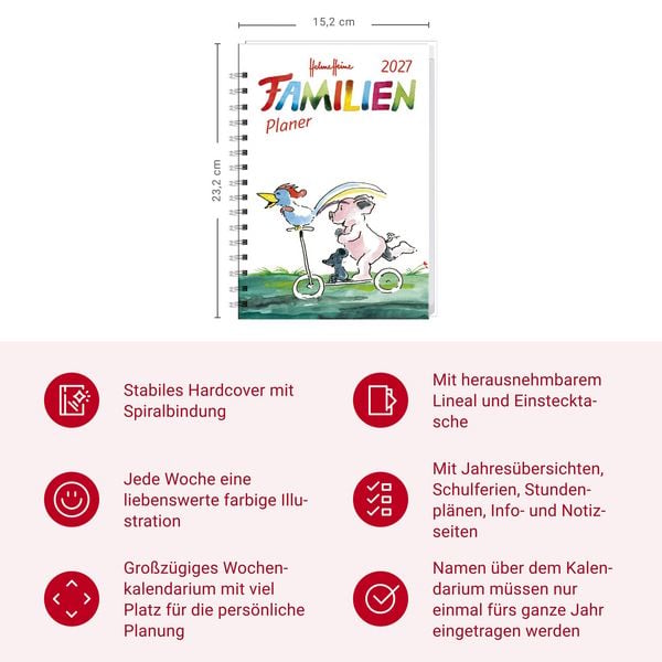 Produktbild: Helme Heine: Familienplaner-Buch A5 2027