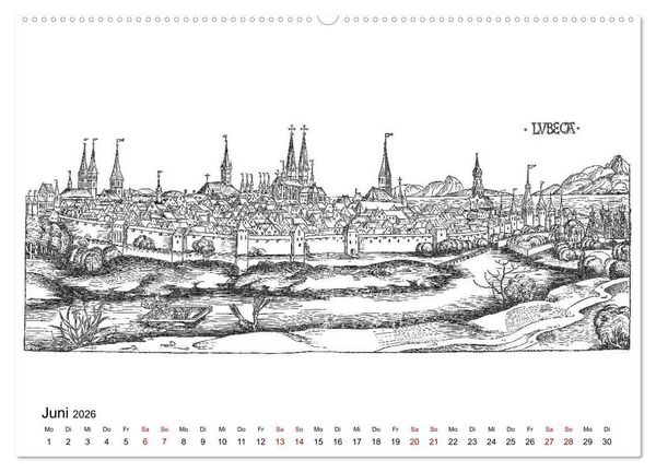 Produktbild: Schedelsche Weltchronik Deutsche St&auml;dte 1493 (Wandkalender 2026 DIN A2 quer), CALVENDO Monatskalender