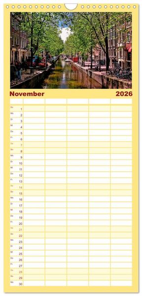 Produktbild: Familienplaner 2026 - Amsterdam - Venedig des Nordens mit 5 Spalten (Wandkalender, 21 x 45 cm) CALVENDO