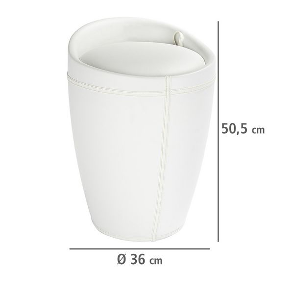 Produktbild: Hocker Mod. Candy White in Lederoptik, mit abnehmbarem W&auml;schesammler