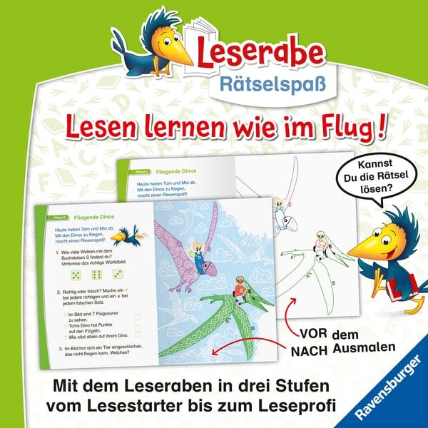 Produktbild: Leserabe Rätselspaß - Zauber-Malrätsel zum Lesenlernen: Dinos (Vor-Lesestufe)