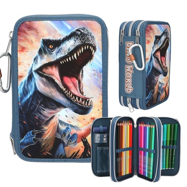 Produktbild: Dino World 3 Fach Federtasche