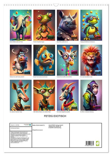 Produktbild: FETZIG EXOTISCH (Wandkalender 2026 DIN A2 hoch), CALVENDO Monatskalender