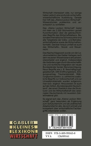 Produktbild: Gabler kleines Lexikon Wirtschaft