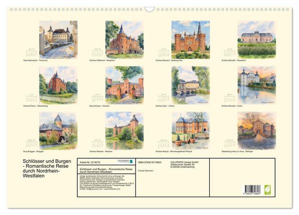 Produktbild: Schl&ouml;sser und Burgen - Romantische Reise durch Nordrhein-Westfalen (Wandkalender 2026 DIN A2 quer), CALVENDO Monatskalender