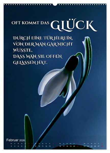 Produktbild: ICH W&Uuml;NSCHE DIR GL&Uuml;CK - 12 Monate mit inspirierenden Gl&uuml;ckszitaten (hochwertiger Premium Wandkalender 2026 DIN A2 hoch), Kunstdruck in Hochglanz