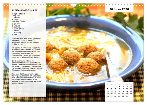 Produktbild: Aus der Suppenk&uuml;che. K&uuml;chenkalender mit tollen Rezepten (Wandkalender 2026 DIN A3 quer), CALVENDO Monatskalender