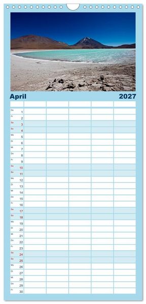 Produktbild: Familienplaner 2027 - Bolivien Andenlandschaften mit 5 Spalten (Wandkalender, 21 x 45 cm) CALVENDO