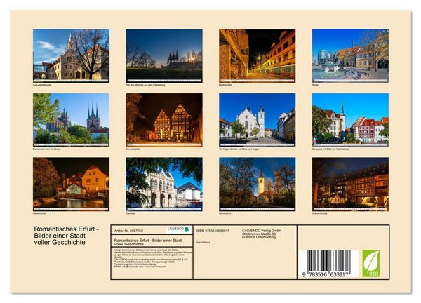 Produktbild: Romantisches Erfurt - Bilder einer Stadt voller Geschichte (Wandkalender 2026 DIN A4 quer), CALVENDO Monatskalender