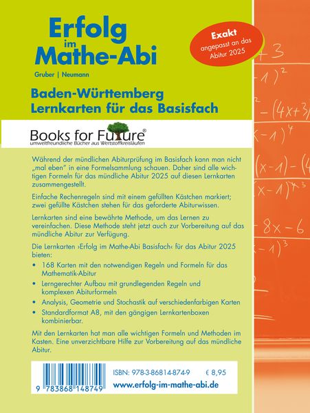 Produktbild: Erfolg im Mathe-Abi 2025, 168 Lernkarten Basisfach Allgemeinbildendes Gymnasium Baden-W&uuml;rttemberg
