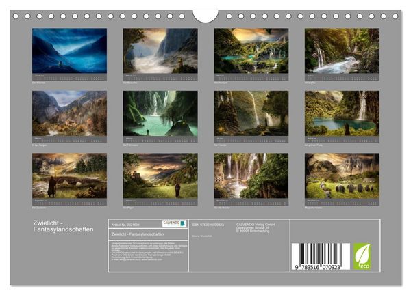 Produktbild: Zwielicht - Fantasylandschaften (Wandkalender 2026 DIN A4 quer), CALVENDO Monatskalender