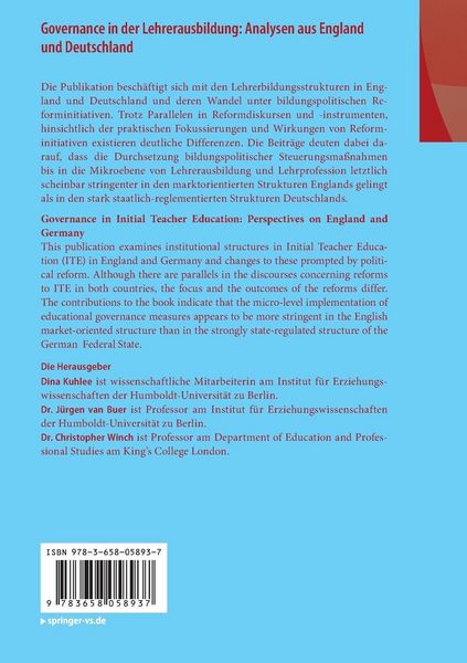 Produktbild: Governance in der Lehrerausbildung: Analysen aus England und Deutschland