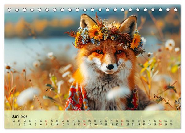 Produktbild: Fuchsige Eskapaden. Reineke mit noblen Accessoires (Tischkalender 2026 DIN A5 quer), CALVENDO Monatskalender
