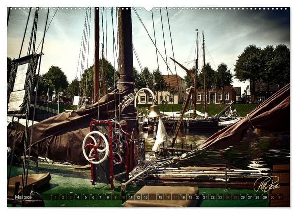 Produktbild: Ostfriesland - die alten H&auml;fen, Vintage-Style (hochwertiger Premium Wandkalender 2026 DIN A2 quer), Kunstdruck in Hochglanz
