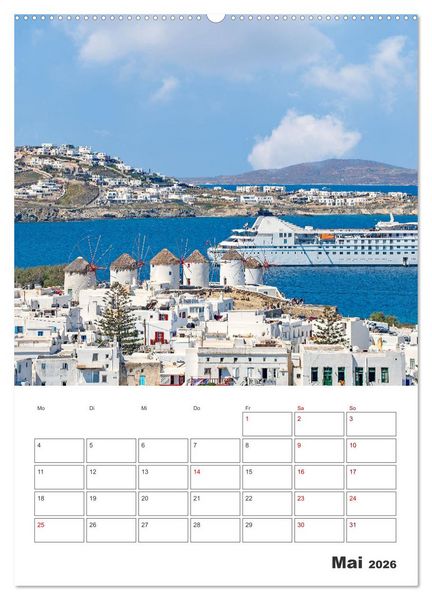 Produktbild: Stadt Mykonos - Reiseplaner (Wandkalender 2026 DIN A2 hoch), CALVENDO Monatskalender