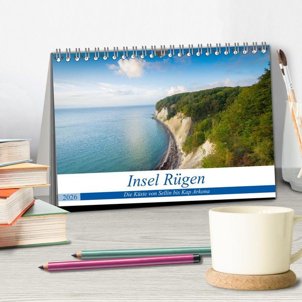 Produktbild: Insel R&uuml;gen - Die K&uuml;ste von Sellin bis Kap Arkona (Tischkalender 2026 DIN A5 quer), CALVENDO Monatskalender