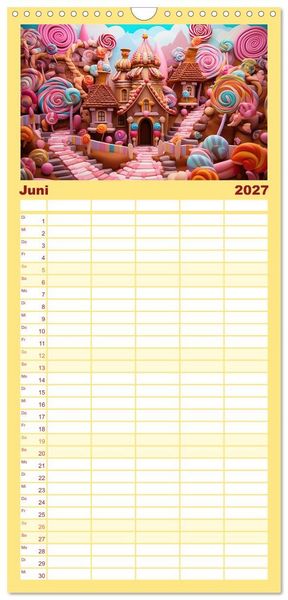 Produktbild: Familienplaner 2027 - Zuckertr&auml;ume im Candyland mit 5 Spalten (Wandkalender, 21 x 45 cm) CALVENDO