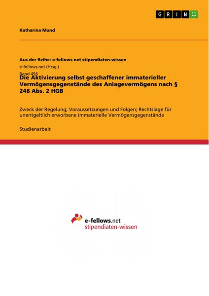 Produktbild: Die Aktivierung selbst geschaffener immaterieller Verm&ouml;gensgegenst&auml;nde des Anlageverm&ouml;gens nach &sect; 248 Abs. 2 HGB