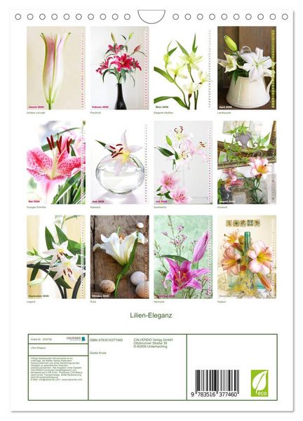 Produktbild: Lilien-Eleganz (Wandkalender 2026 DIN A4 hoch), CALVENDO Monatskalender