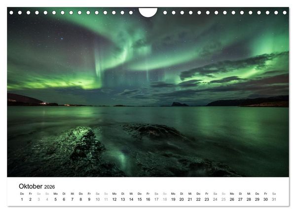 Produktbild: Nordlichter - Farbenspiel am arktischen Nachthimmel (Wandkalender 2026 DIN A4 quer), CALVENDO Monatskalender