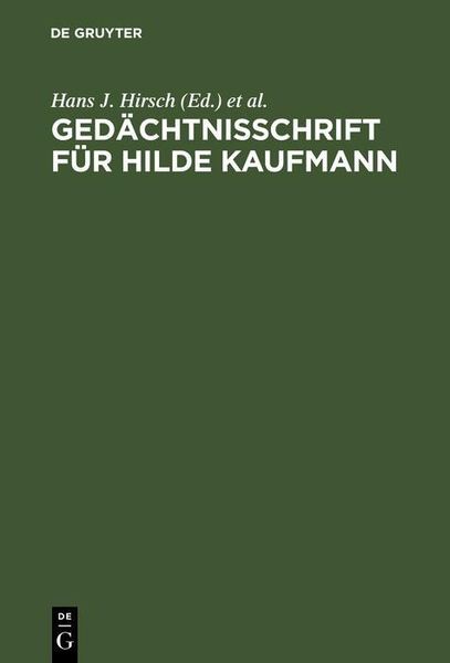 Produktbild: Ged&auml;chtnisschrift f&uuml;r Hilde Kaufmann