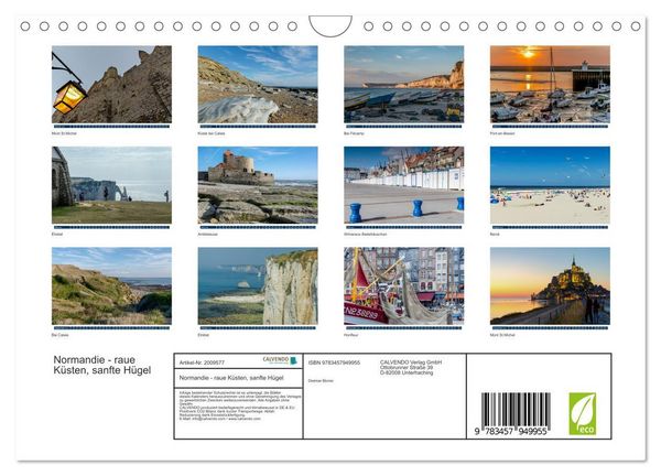 Produktbild: Normandie - raue K&uuml;sten, sanfte H&uuml;gel (Wandkalender 2026 DIN A4 quer), CALVENDO Monatskalender
