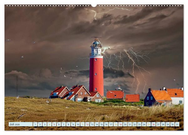 Produktbild: Leuchtturm Gewitter (hochwertiger Premium Wandkalender 2026 DIN A2 quer), Kunstdruck in Hochglanz