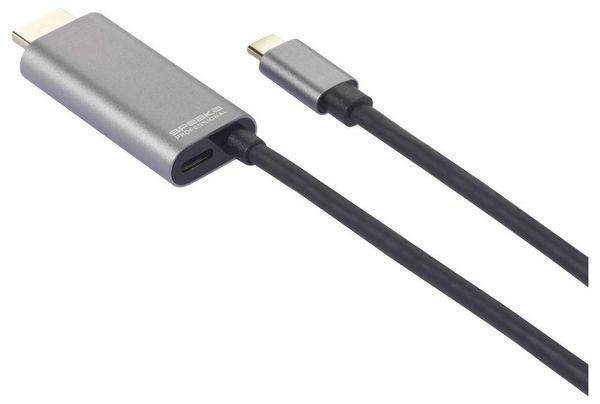 Produktbild: SpeaKa Professional USB-C&reg; / HDMI Adapterkabel USB-C&reg; Stecker, HDMI-A Stecker, USB-C&reg; Buchse 1.00m Schwarz SP-12875852 4K UHD