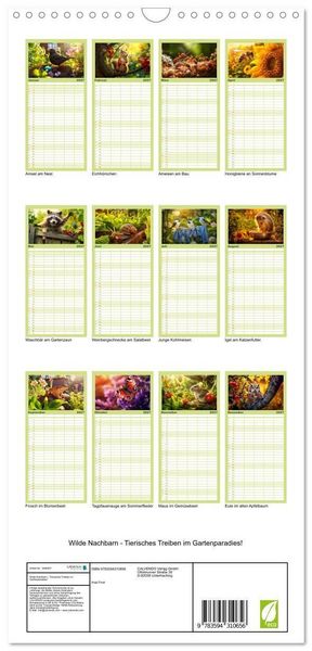 Produktbild: Familienplaner 2027 - Wilde Nachbarn - Tierisches Treiben im Gartenparadies! mit 5 Spalten (Wandkalender, 21 x 45 cm) CALVENDO