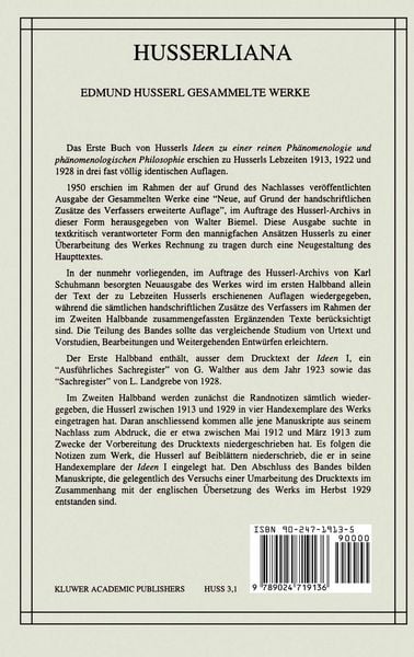 Produktbild: Ideen zu einer Reinen Ph&auml;nomenologie und Ph&auml;nomenologischen Philosophie