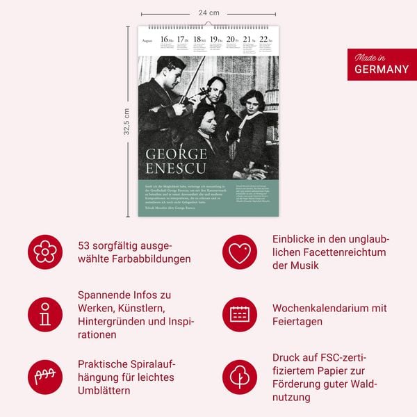 Produktbild: Der Musik Kalender Wochenkalender 2027