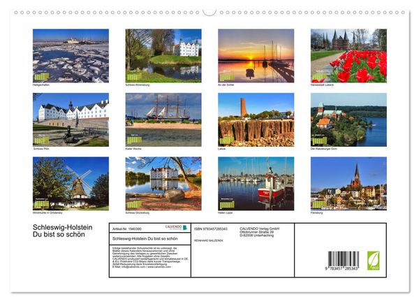 Produktbild: Schleswig-Holstein Du bist so sch&ouml;n (hochwertiger Premium Wandkalender 2026 DIN A2 quer), Kunstdruck in Hochglanz