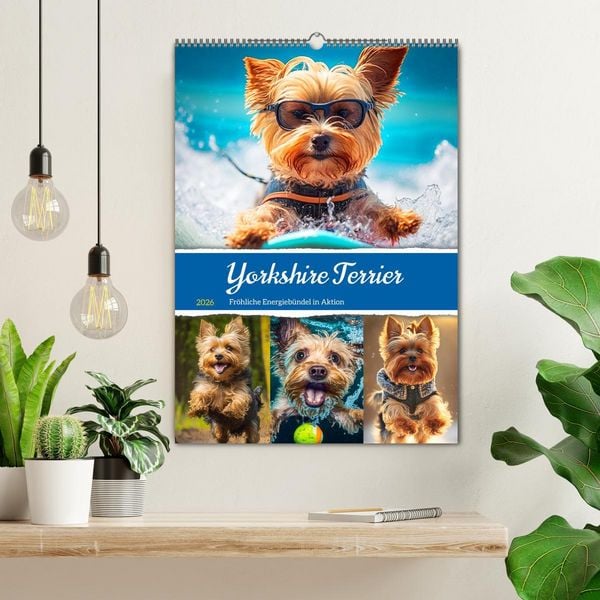 Produktbild: Yorkshire Terrier. Fr&ouml;hliche Energieb&uuml;ndel in Aktion (Wandkalender 2026 DIN A2 hoch), CALVENDO Monatskalender