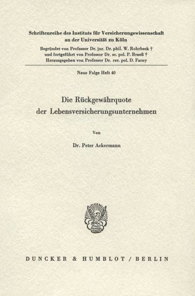 Produktbild: Die R&uuml;ckgew&auml;hrquote der Lebensversicherungsunternehmen.