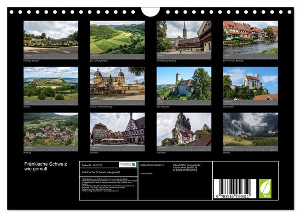 Produktbild: Fr&auml;nkische Schweiz wie gemalt (Wandkalender 2026 DIN A4 quer), CALVENDO Monatskalender