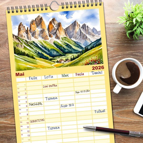 Produktbild: Familienplaner 2026 - Italien - La dolce vita mit 5 Spalten (Wandkalender, 21 x 45 cm) CALVENDO