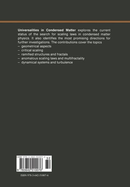 Produktbild: Universalities in Condensed Matter
