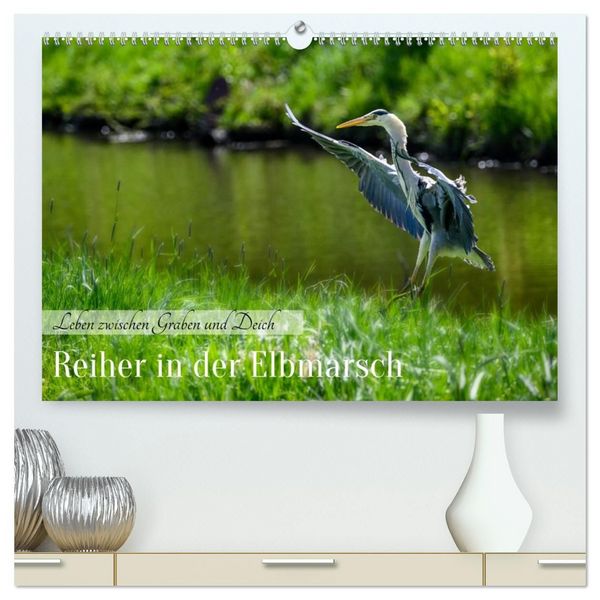 Produktbild: Reiher in der Elbmarsch (hochwertiger Premium Wandkalender 2027 DIN A2 quer), Kunstdruck in Hochglanz