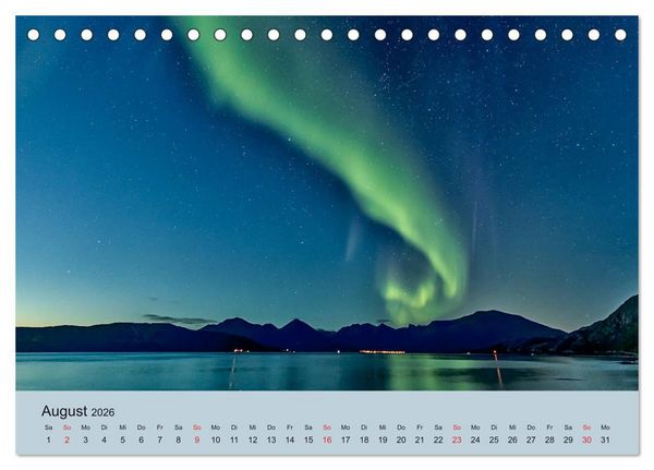 Produktbild: Norwegen - Mythos Nordlichter (Tischkalender 2026 DIN A5 quer), CALVENDO Monatskalender