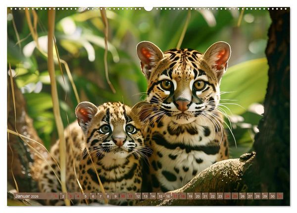 Produktbild: Wenn die wilden Katzen leise durch ihr Revier streifen (hochwertiger Premium Wandkalender 2026 DIN A2 quer), Kunstdruck in Hochglanz