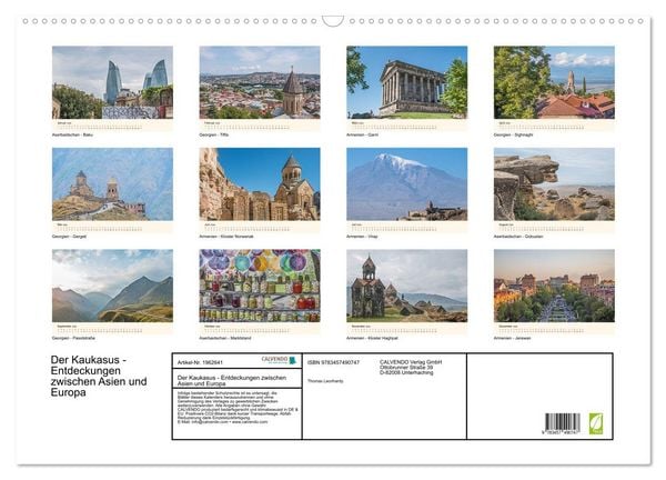 Produktbild: Der Kaukasus - Entdeckungen zwischen Asien und Europa (Wandkalender 2026 DIN A2 quer), CALVENDO Monatskalender